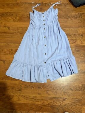Love Tree Light Lavender Button-Down Ruffle-Hem Sundress